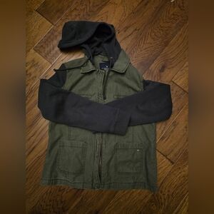 American Eagle Outfitters Green and Black Hooded Jacket Womens sz Large